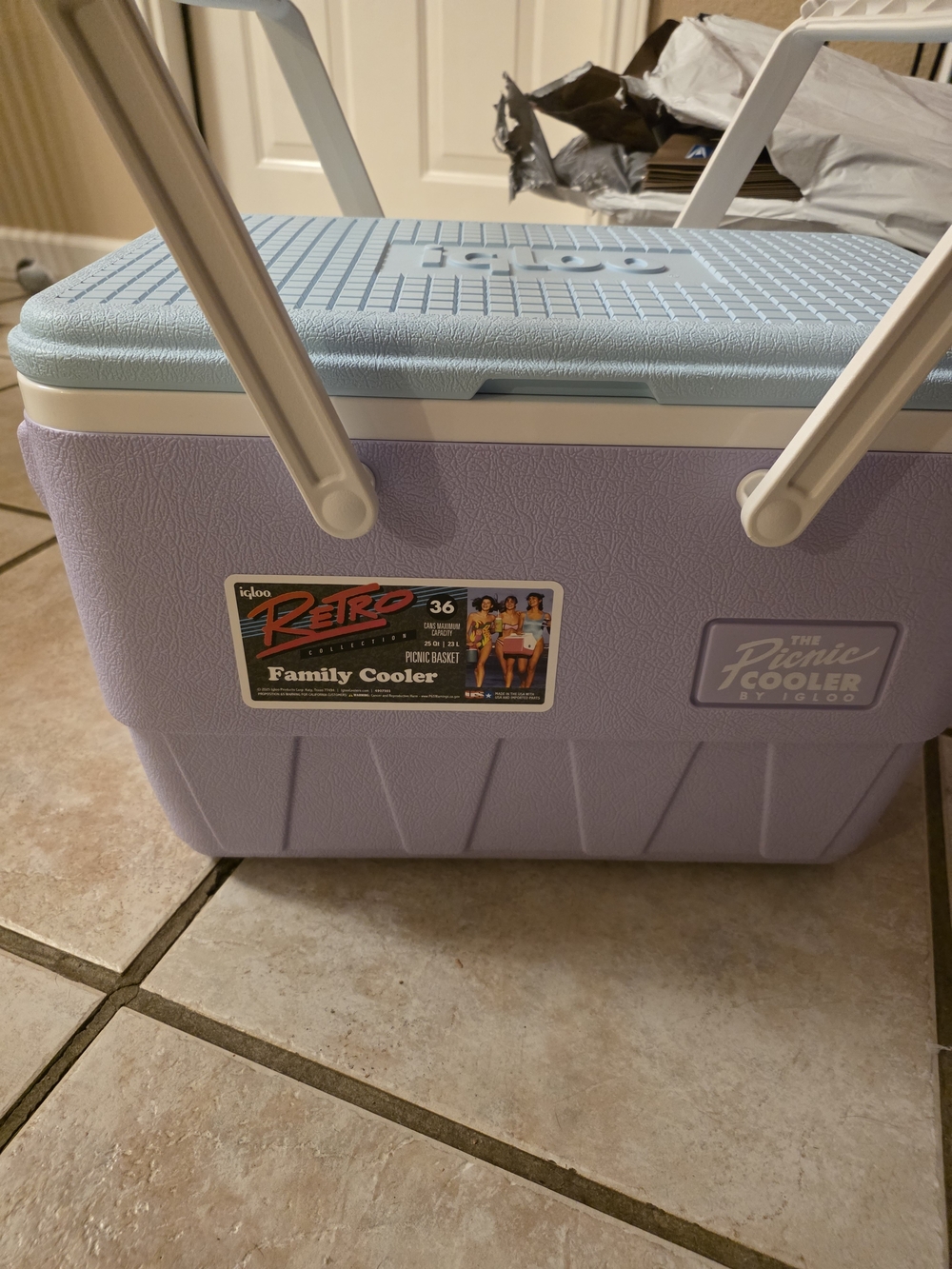 Igloo Retro Family Cooler - Lavender and Light Blue